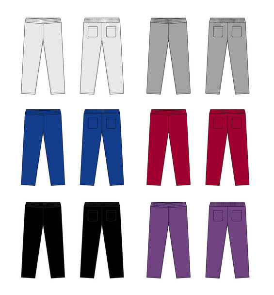 Casual jersey pantaloni / pantaloni del sudore modello vettoriale illustrazione set - Vettoriali, immagini