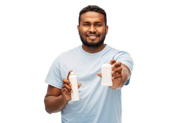 african american man with antiperspirant deodorant - Foto, Imagem