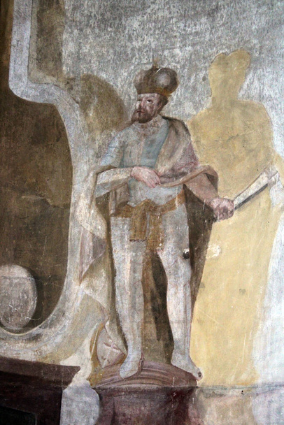 パドヴァの聖アンソニー、全聖人教会の彫刻、クロアチアのザグレブ近郊のセヴェテ、ヨーロッパ - 写真・画像