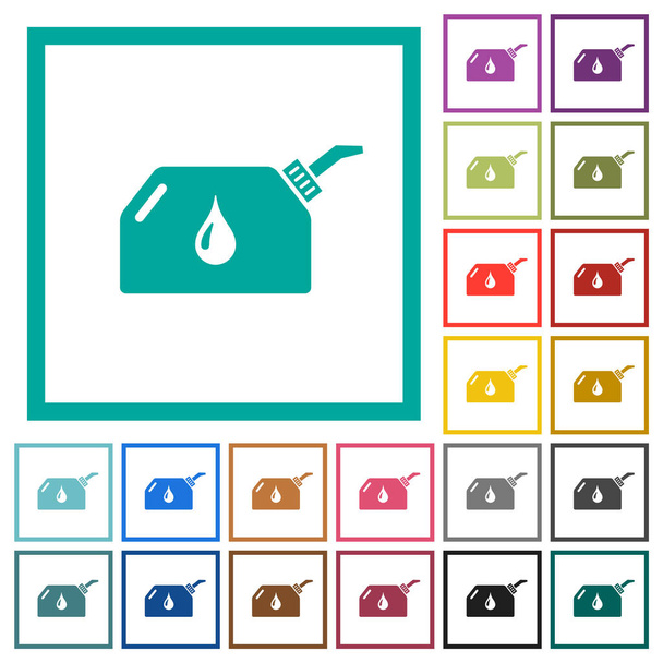 Huiler icônes de couleur plate avec cadres quadrants sur fond blanc - Vecteur, image