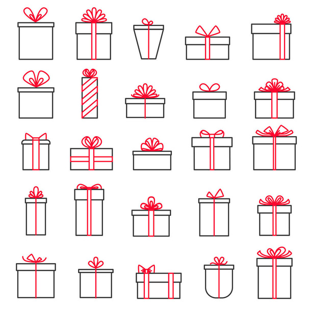 Sammlung von Geschenkboxen isoliert auf weißem Hintergrund. Vektorillustration - Vektor, Bild