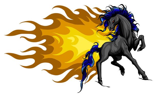 Horse silhouettes with flame tongues. Vector illustration. - Vector, Image