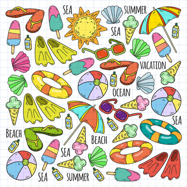 Vector pattern. Summer, travel Sea ocean beach - Vector, Imagen