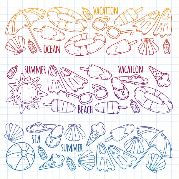 Vector pattern. Summer, travel Sea ocean beach - Vector, Imagen