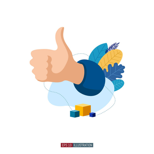 Trendy flat illustration. Thumbs up gesture. Like symbol. Social network. Chatting. Communication. Template for your design works. Vector graphics. - Vector, Image