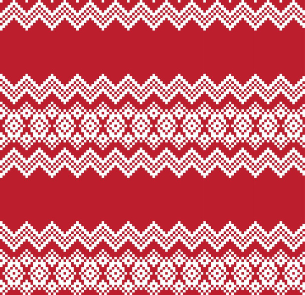 Fondo de patrón de isla de feria de Navidad roja para textiles de moda, prendas de punto y gráficos - Vector, imagen
