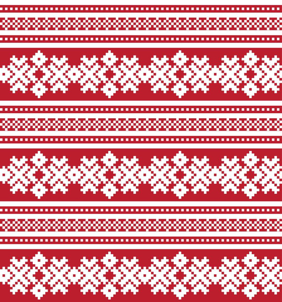 Rode Kerst kermis eiland patroon achtergrond voor mode textiel, breigoed en graphics - Vector, afbeelding