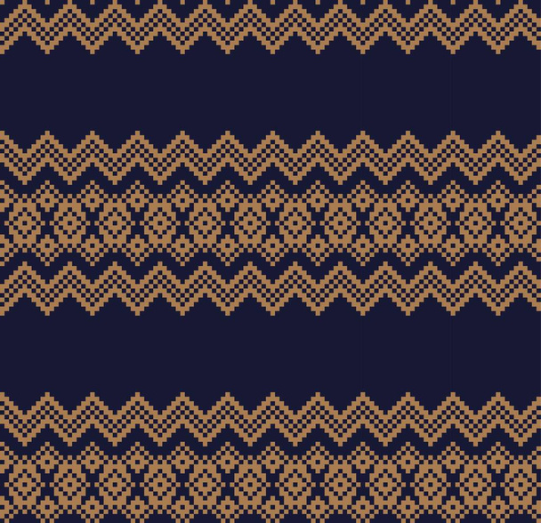 Brown Christmas fair isle pattern background for fashion textiles, knitwear and graphics - Vector, Image