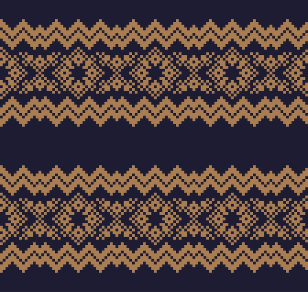Brown karácsonyi vásár szigetmintás háttér divat textil, kötött és grafikai - Vektor, kép