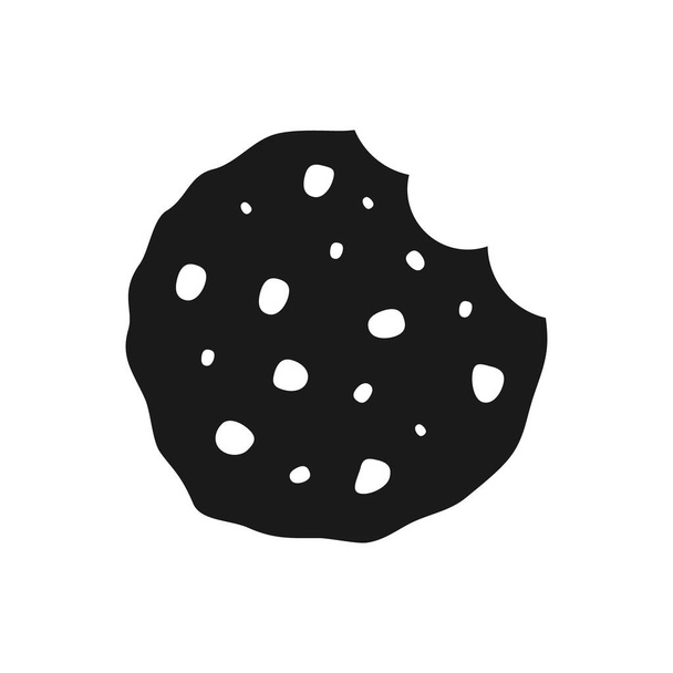 Biss-Kekse. Schokoladenchip-Ikone. Schwarze Kekse Symbol. Illustration von Nahrungsmittelvektoren. Isoliert auf Weiß. - Vektor, Bild
