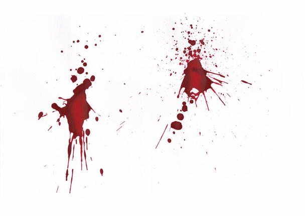 Salpicaduras de sangre sobre fondo blanco - Foto, imagen