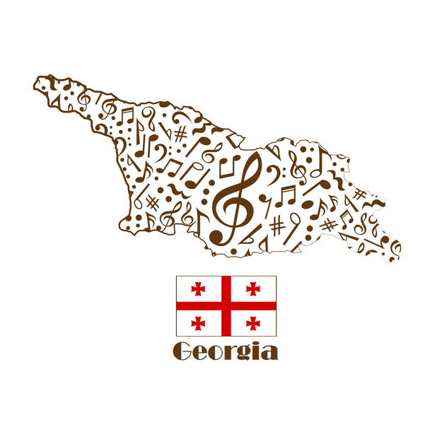 Georgia map flag made from music notes. - Vektor, obrázek
