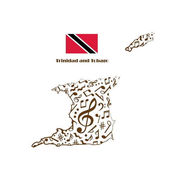 トリニダード・トバゴ地図フラグは、音楽ノートから作られた. - ベクター画像