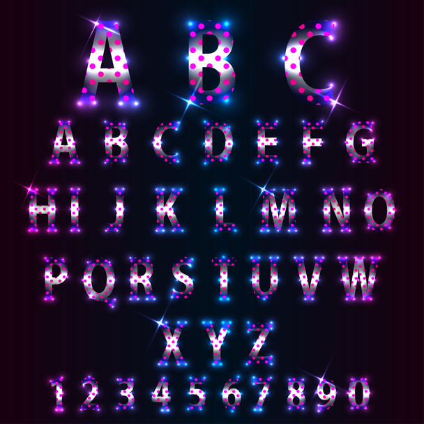 Bright lighting old lamp alphabet - Vector, Image