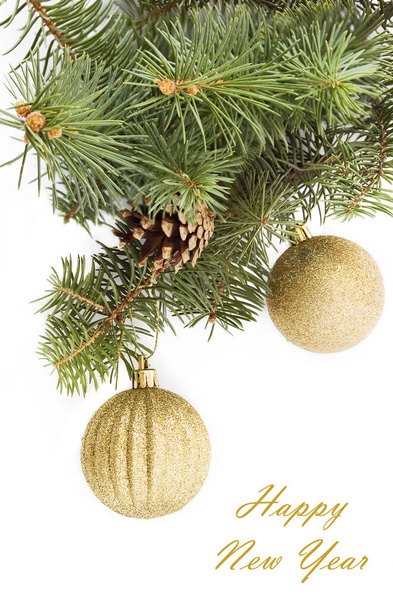 Cristmas greeting card with new year balls, merry christmas and happy new year concept - Фото, зображення