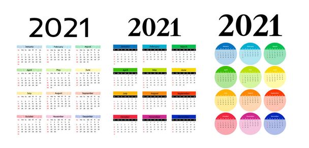 Ημερολόγιο για το 2021 απομονωμένο σε λευκό φόντο - Διάνυσμα, εικόνα