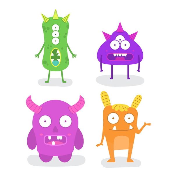 Bundle Of Monster Character Design Mascot Vector - Vetor, Imagem