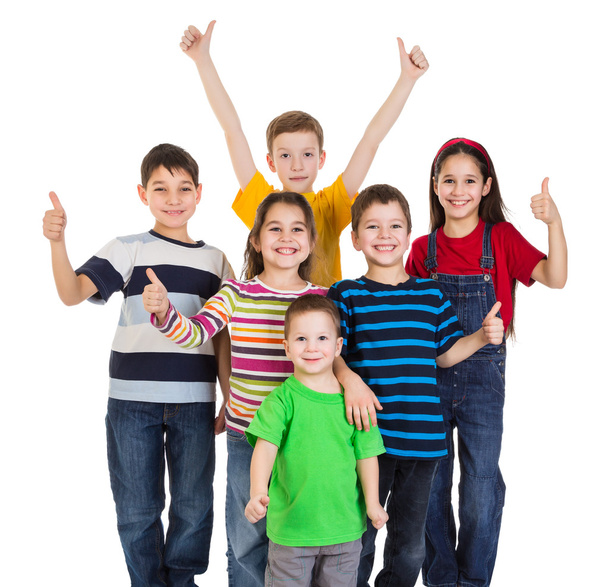 Group of kids with thumbs up sign - 写真・画像