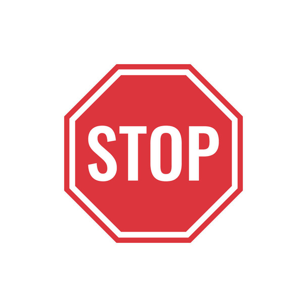 Das Stoppschild hat eine rote Farbe und ein Wort des Stopps. Das Schild ist isoliert auf weißem Hintergrund. Vektorabbildung Folge 10. - Vektor, Bild