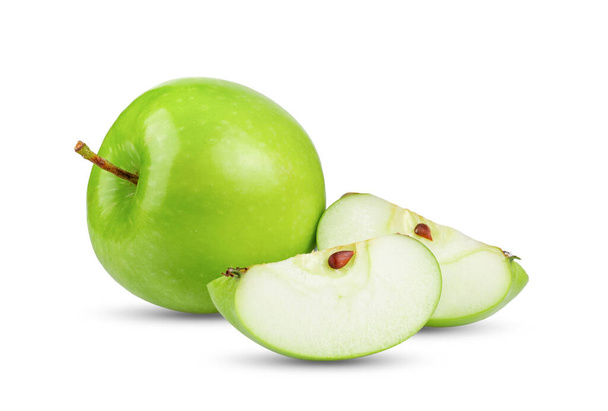  Manzana verde aislada sobre fondo blanco  - Foto, Imagen