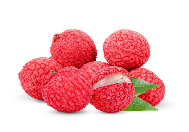 ripe lychee  isolated on white background - Photo, Image