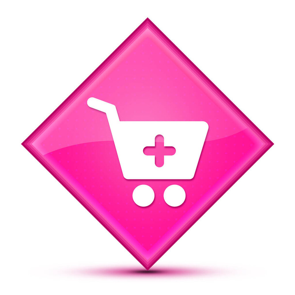 Add to shopping cart icon isolated on luxurious wavy pink diamond button abstract illustration - Photo, Image