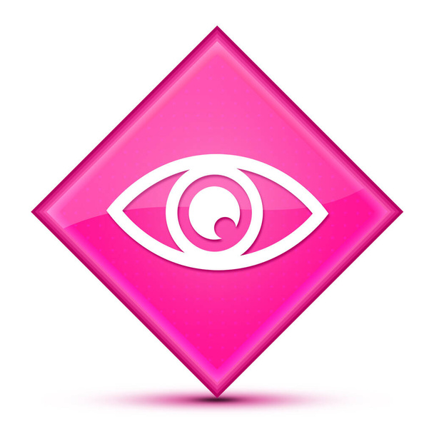 Icono del ojo aislado en lujoso botón de diamante rosa ondulado ilustración abstracta - Foto, Imagen