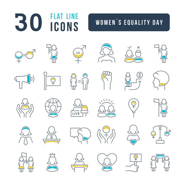 Set vector line thin icons of women equality day in linear design for mobile concepts and web apps. Collection modern infographic pictogram and signs. - Vector, Image