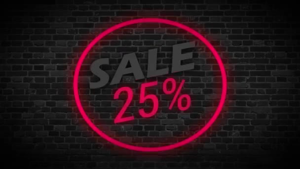 broken glow neon sale offer with wall background - Footage, Video