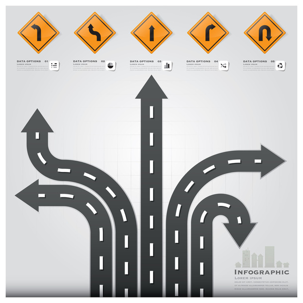 Road And Street Traffic Sign Business Infographic Design Templat - Vektör, Görsel