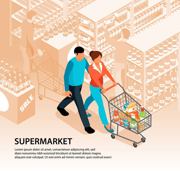 Shopping In Supermarket Composition - Vector, Image
