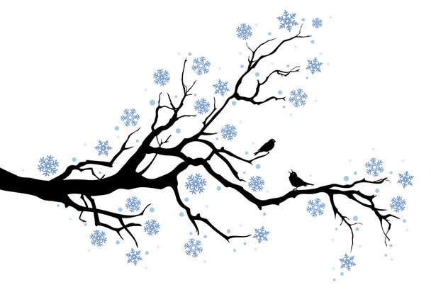 Zimą drzewo gałąź - Wektor, obraz
