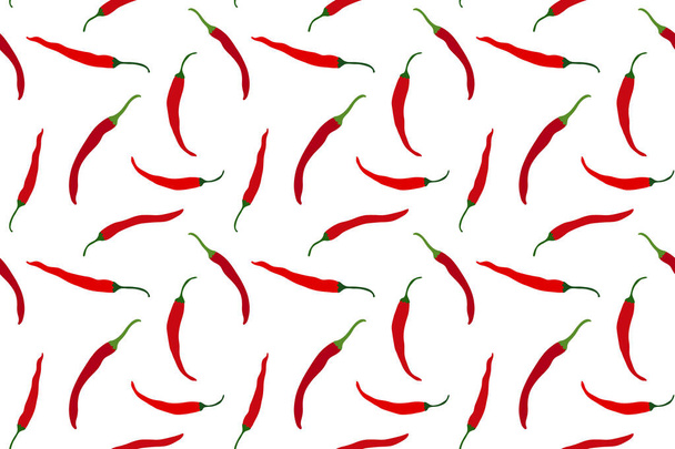 Red chili pepper vector seamless pattern background - Vektor, Bild