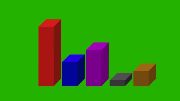 animált 3d oszlopdiagram - különböző színek - zöld képernyő - Felvétel, videó