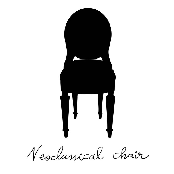 Ručně kreslený čmáranice ilustrace klasické oživovací židle silueta, objekt izolovaný na bílém, Louis XVI hystorical nábytek styl - Fotografie, Obrázek