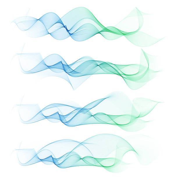 Establecer onda de humo de color abstracto. Líneas vectoriales transparentes lisas. - Vector, imagen
