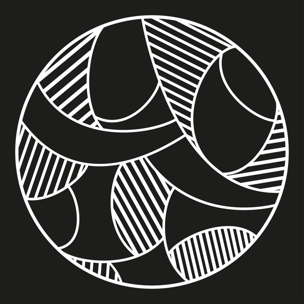 Patrón abstracto. Mandala círculo dibujado a mano sobre fondo de aislamiento. Ilustración en blanco y negro - Vector, imagen
