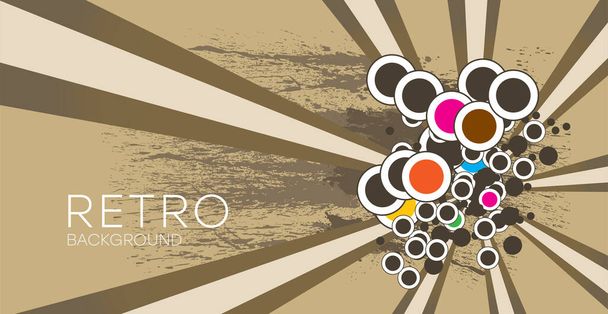 Retro rays grunge background pattern σε στυλ hippie. Grunge textured vintage παλέτα χρωμάτων μπεζ, καφέ και ροζ. Χρωματισμένοι κύκλοι σε σπειροειδή ή περιστρεφόμενα ακτινωτά ριγέ διανυσματικά σχέδια. - Διάνυσμα, εικόνα