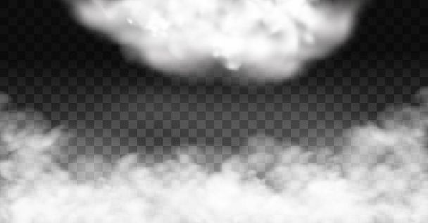 Nubosidad vectorial blanca, niebla o humo sobre fondo oscuro a cuadros. - Vector, Imagen