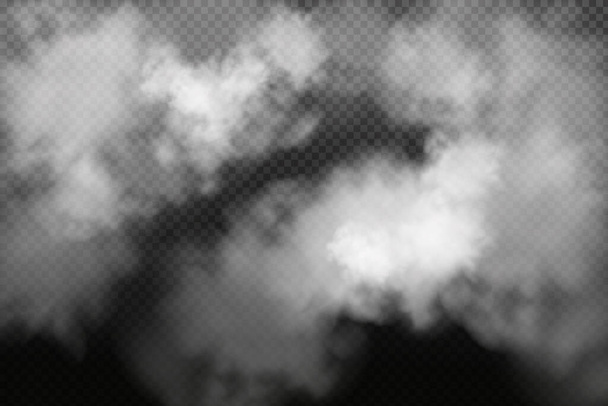 Nuvolosità vettoriale bianca, nebbia o fumo su sfondo a quadretti scuri. - Vettoriali, immagini