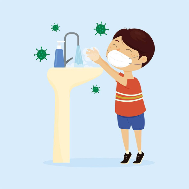 un niño se lava las manos - Foto, imagen
