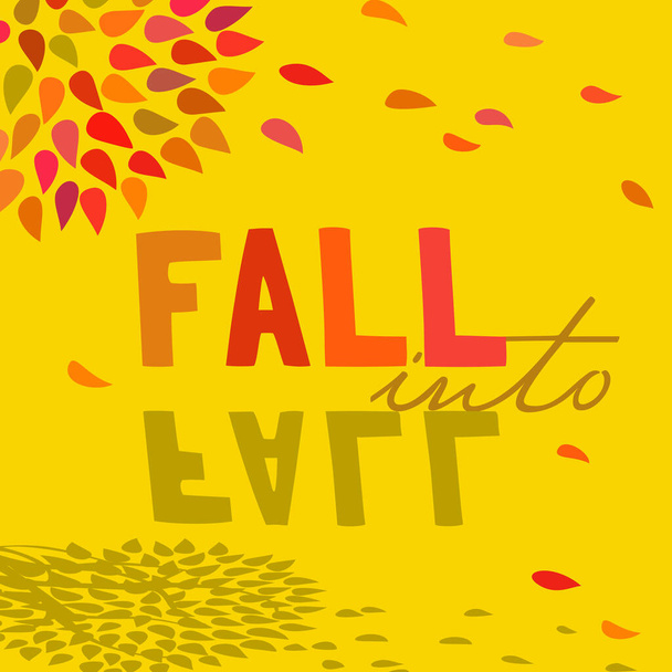 Fall decorative typography flat color poster - Vektör, Görsel