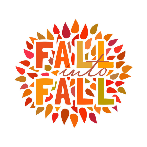Fall decorative typography flat color poster - Vektor, kép