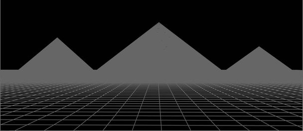 Ilustracja wektora technologii 3D. Projekt krajobrazu piramid. - Wektor, obraz