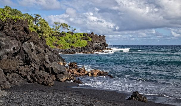 waianapanapa κατάσταση του πάρκου μαύρη άμμο παραλία maui Χαβάη - Φωτογραφία, εικόνα