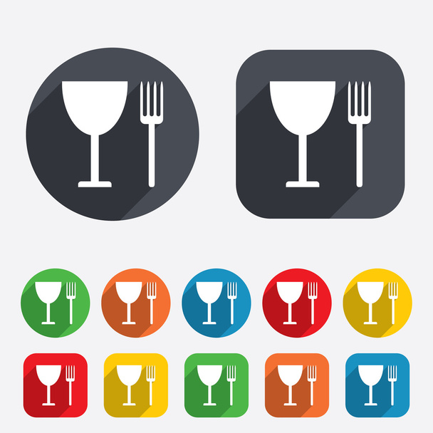 Eat sign icon. Cutlery symbol. Fork and wineglass. - Φωτογραφία, εικόνα