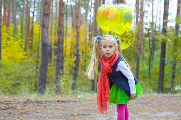 πορτρέτο του πέντε-έτος-παλαιό κορίτσι με μπαλόνια - Φωτογραφία, εικόνα