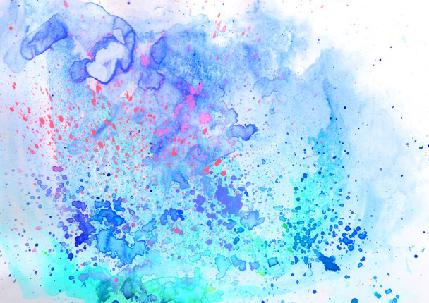 Ghiaccio freddo inverno dipinto a mano di Natale isolato sfondo acquerello con spruzzi di vernice su sfondo bianco in rosa, blu, ciano e viola. A4 formato carta - Foto, immagini