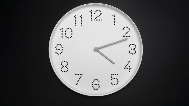 Reloj blanco mínimo Hora de exposición aislada 04.13 en el fondo negro, Copiar el espacio para su texto, Concepto de tiempo.  - Foto, imagen