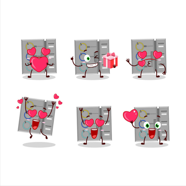 Among us task machine cartoon character with love cute emoticon.Vector illustration - Вектор, зображення